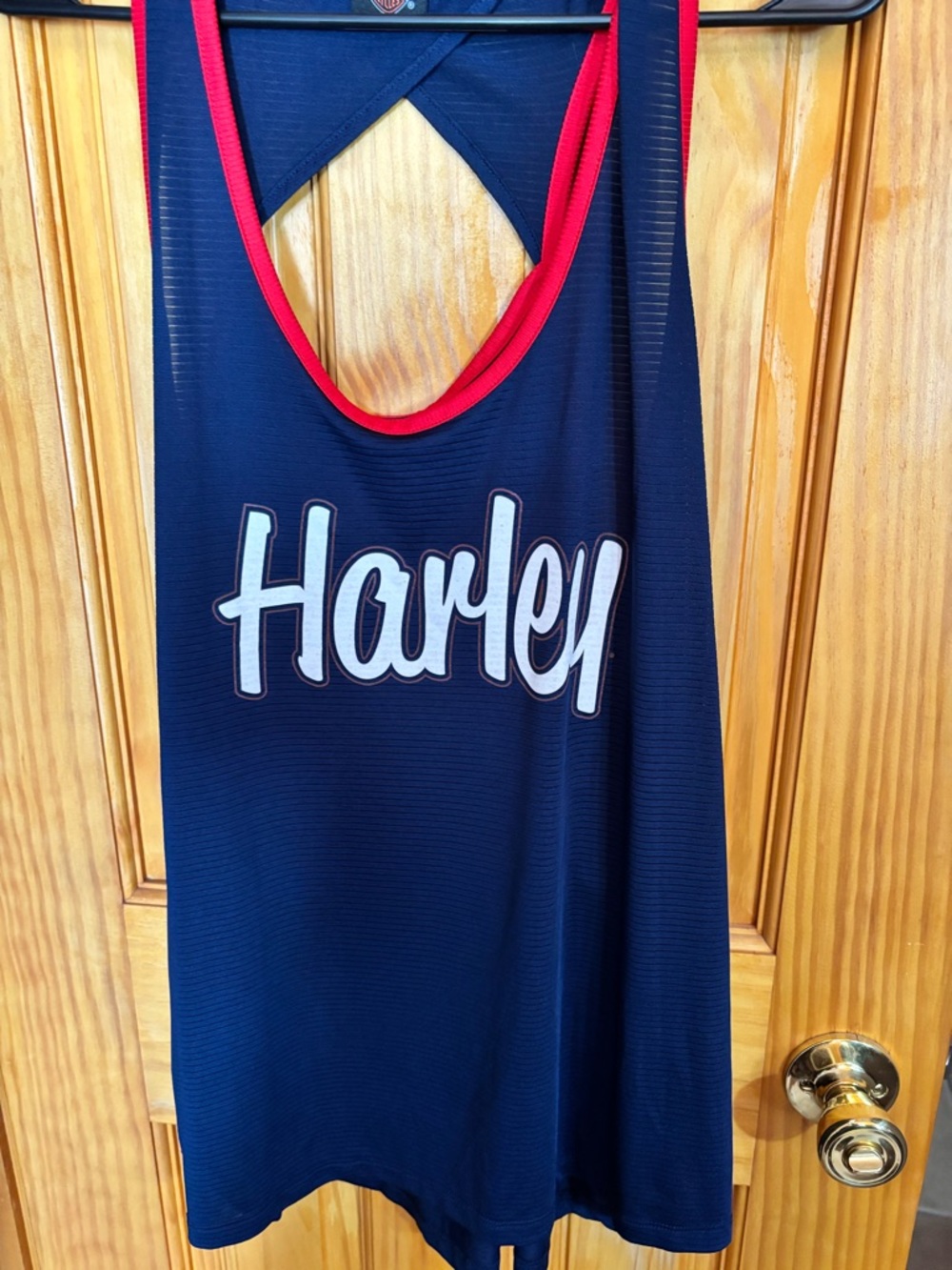 Harley Davidson Navy Athletic Tank with Red Trim